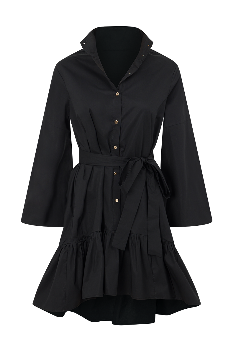 Ruffle Mini Dress - Black