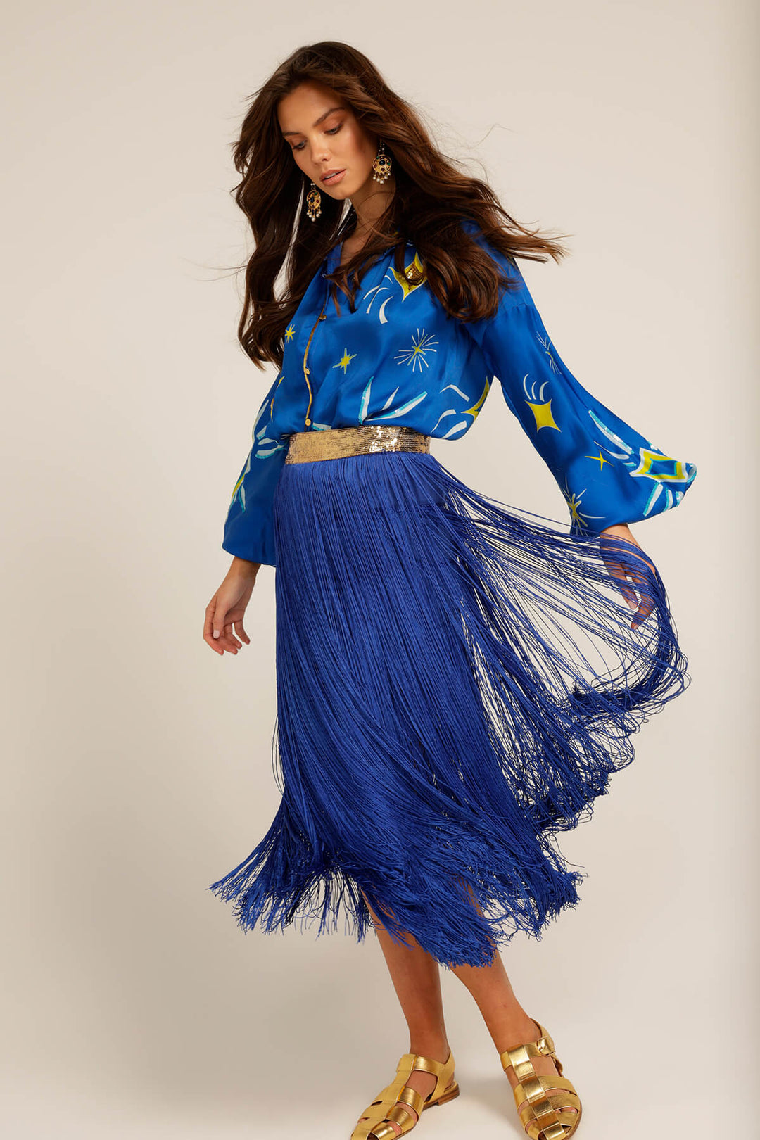 Love Bonfire The Label | Dark Blue Tassel Fringe Midi Skirt | Deep Blue Yonder Skirt | Australian Womens Fashion