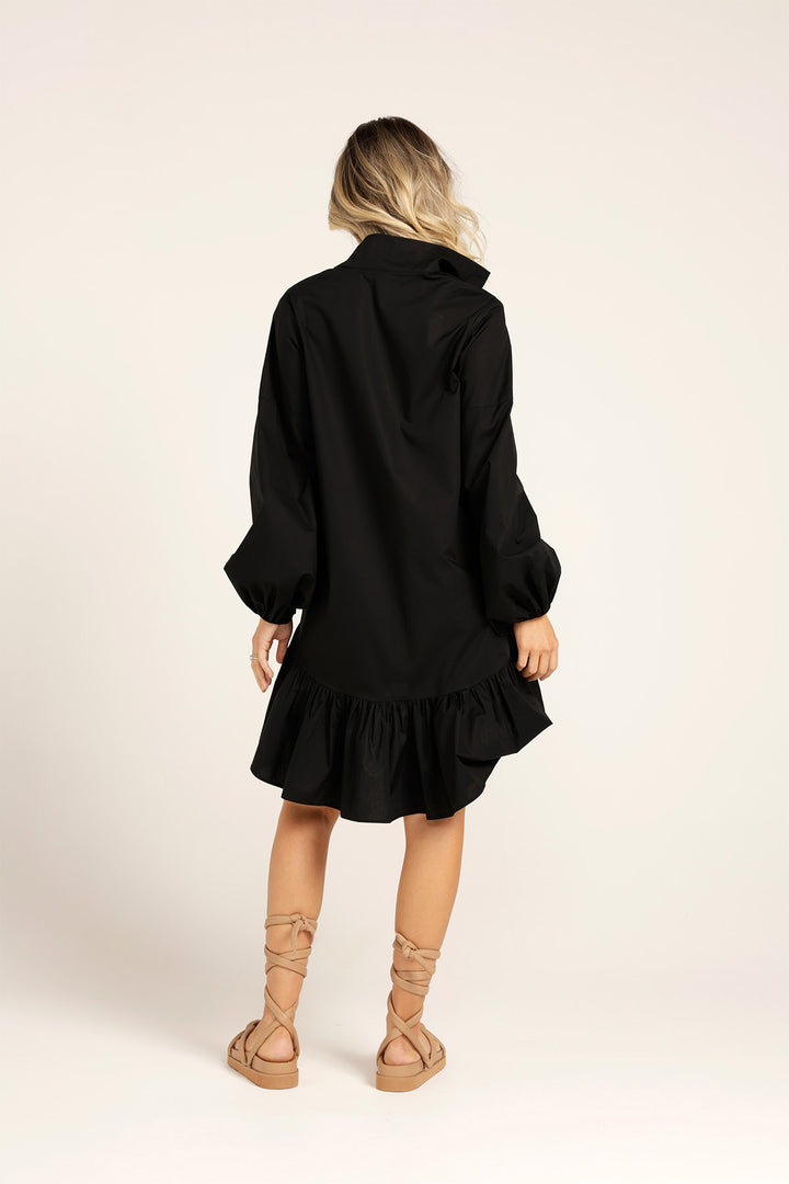Ruffle Mini Dress - Black