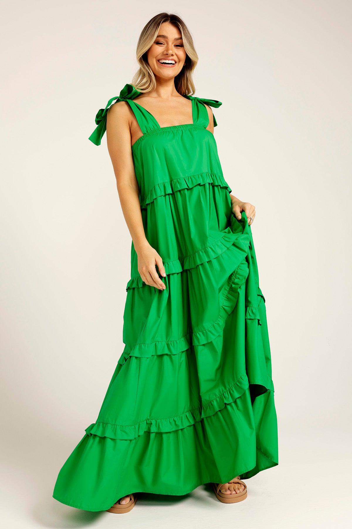 Green sale scallop dress