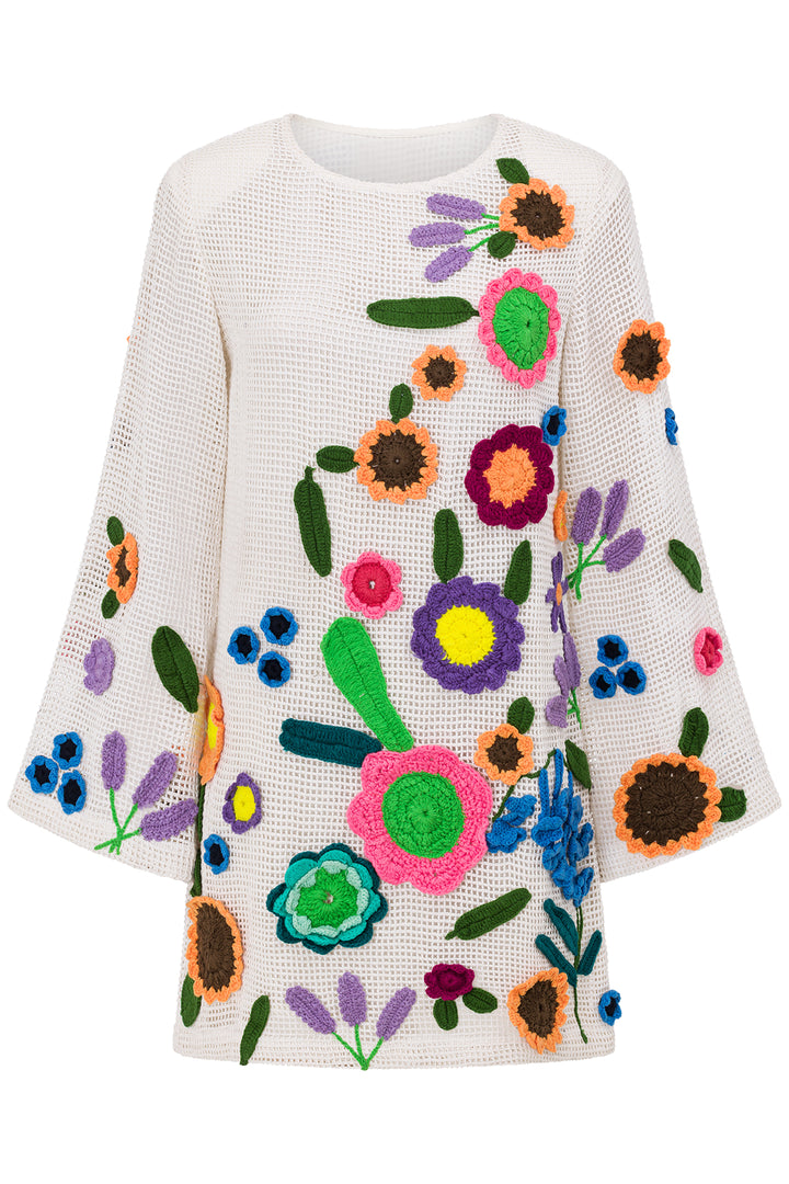 The Garden Party Crochet Mini Dress by Bonita Collective