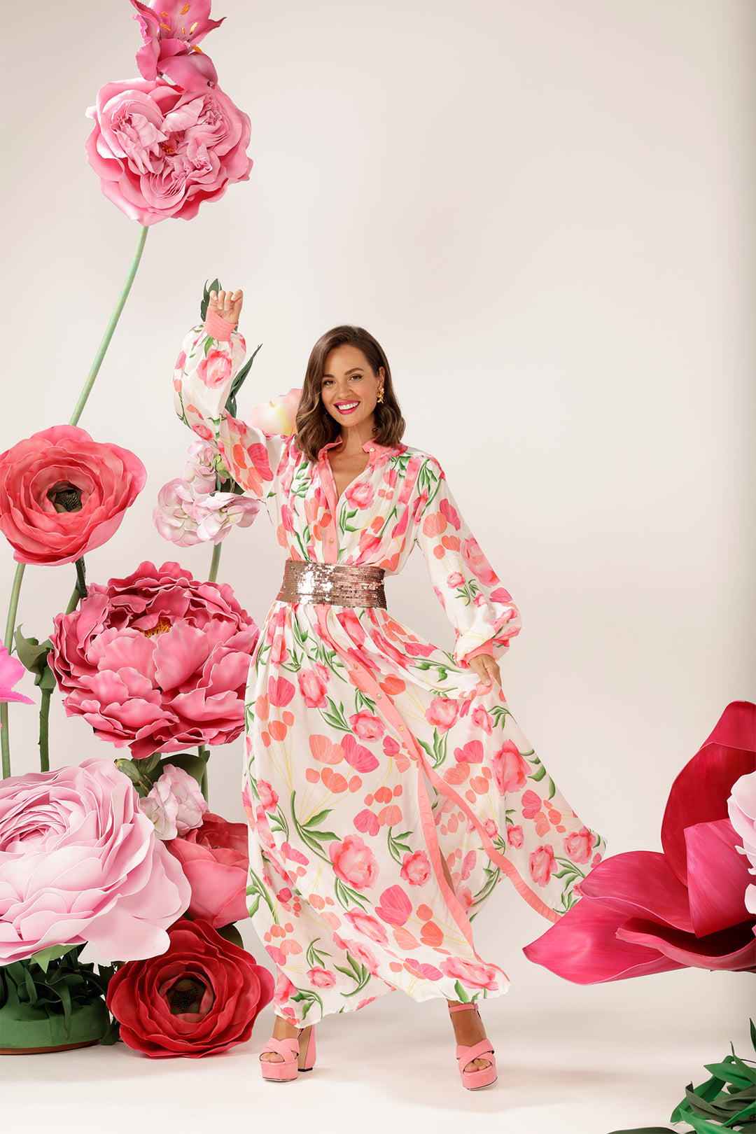 The Poppies & Peonies Silky Dress by Bonita Collective 